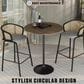 Leisuremod LeisureMod Verve Collection Modern Bar Height Table Black Base with 36 Round Dark Walnut MDF Top, , large