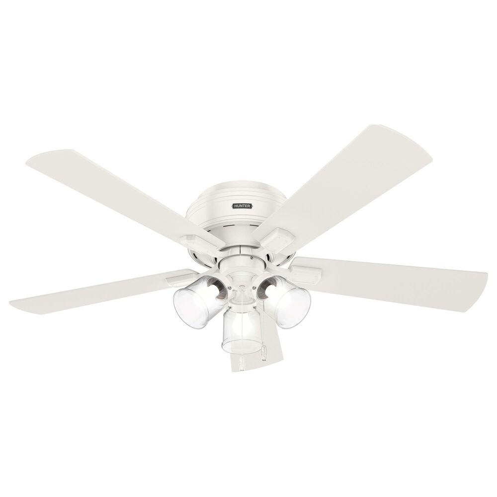 Hunter Crestfield Low Profile 52&quot; Ceiling Fan with LED Lights in Fresh White, , large