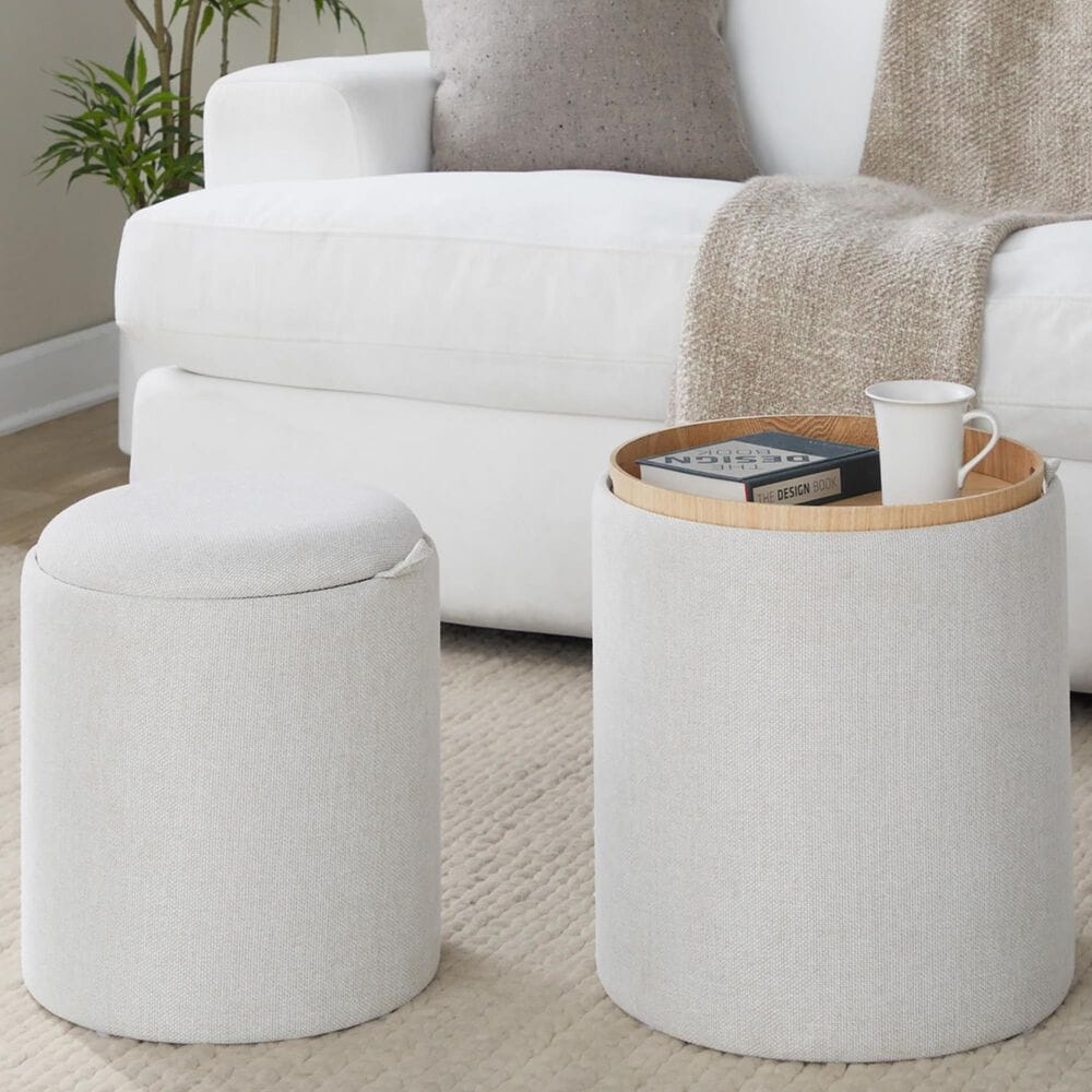 Lumisource Tray 2-Piece Nesting Ottoman Set in Cream, , large