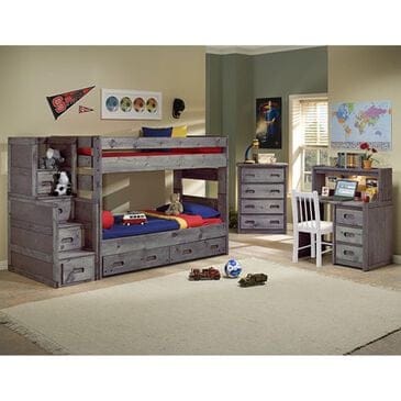 Timber Point Bunkhouse Wrangler Twin over Twin Bunkbed in Driftwood, , large
