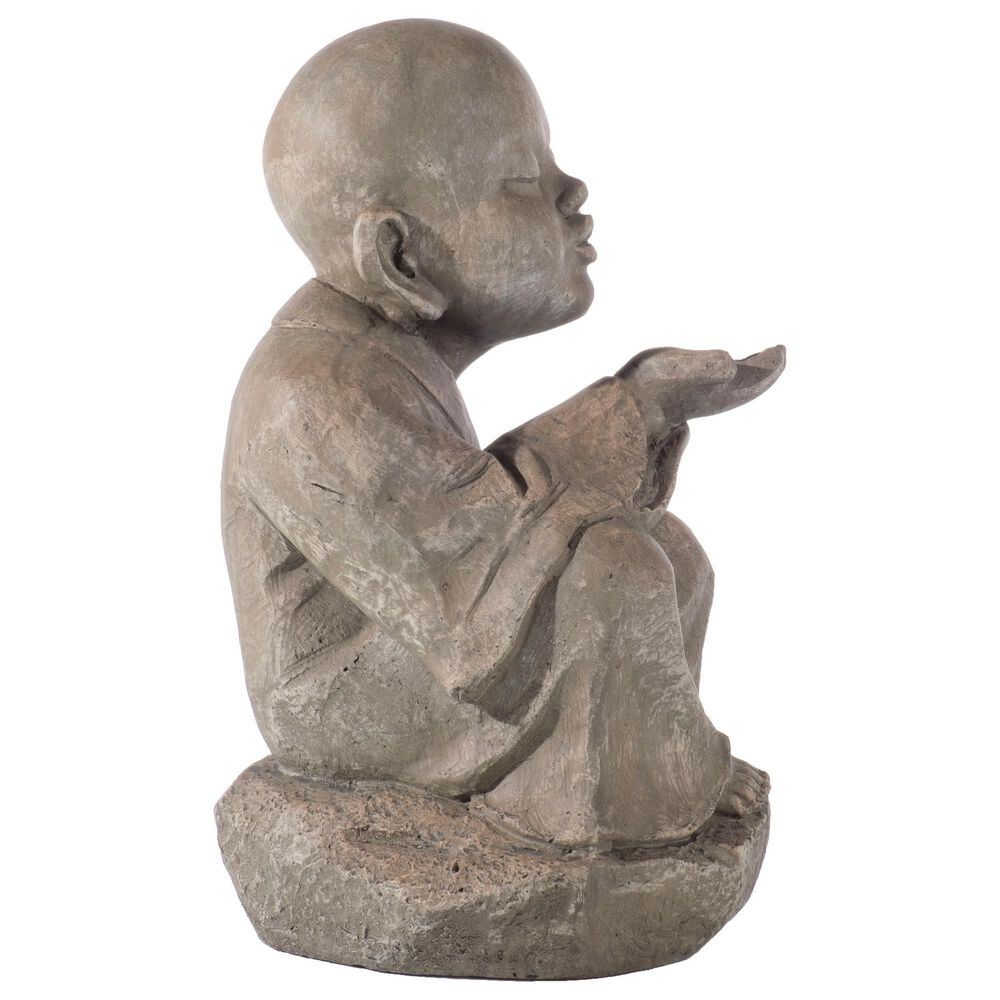 Alfresco Home Wishing Buddha Patio Statue in Brown, , large