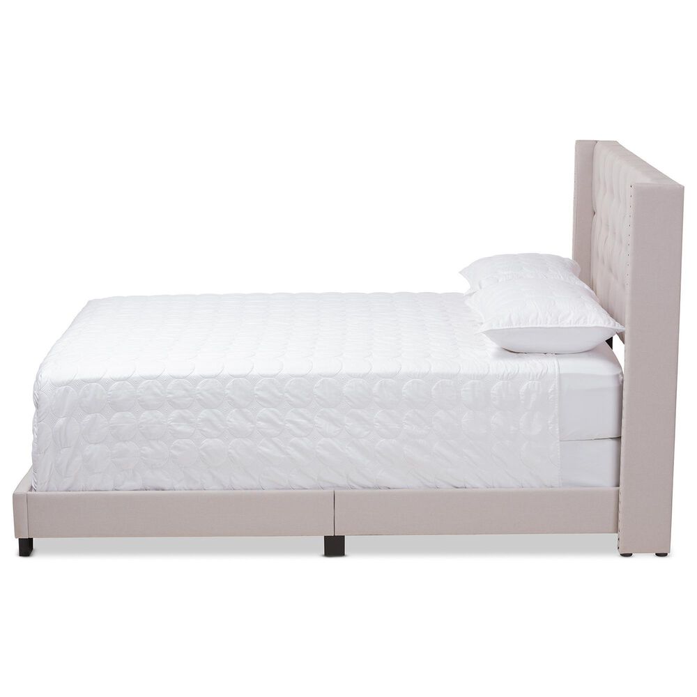 Baxton Studio Brady King Upholstered Bed in Beige, , large
