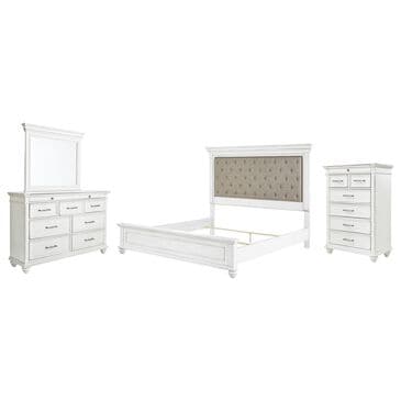 Ashley Kanwyn 4-Piece Cal King Upholstered Bed Set in Whitewash, , large