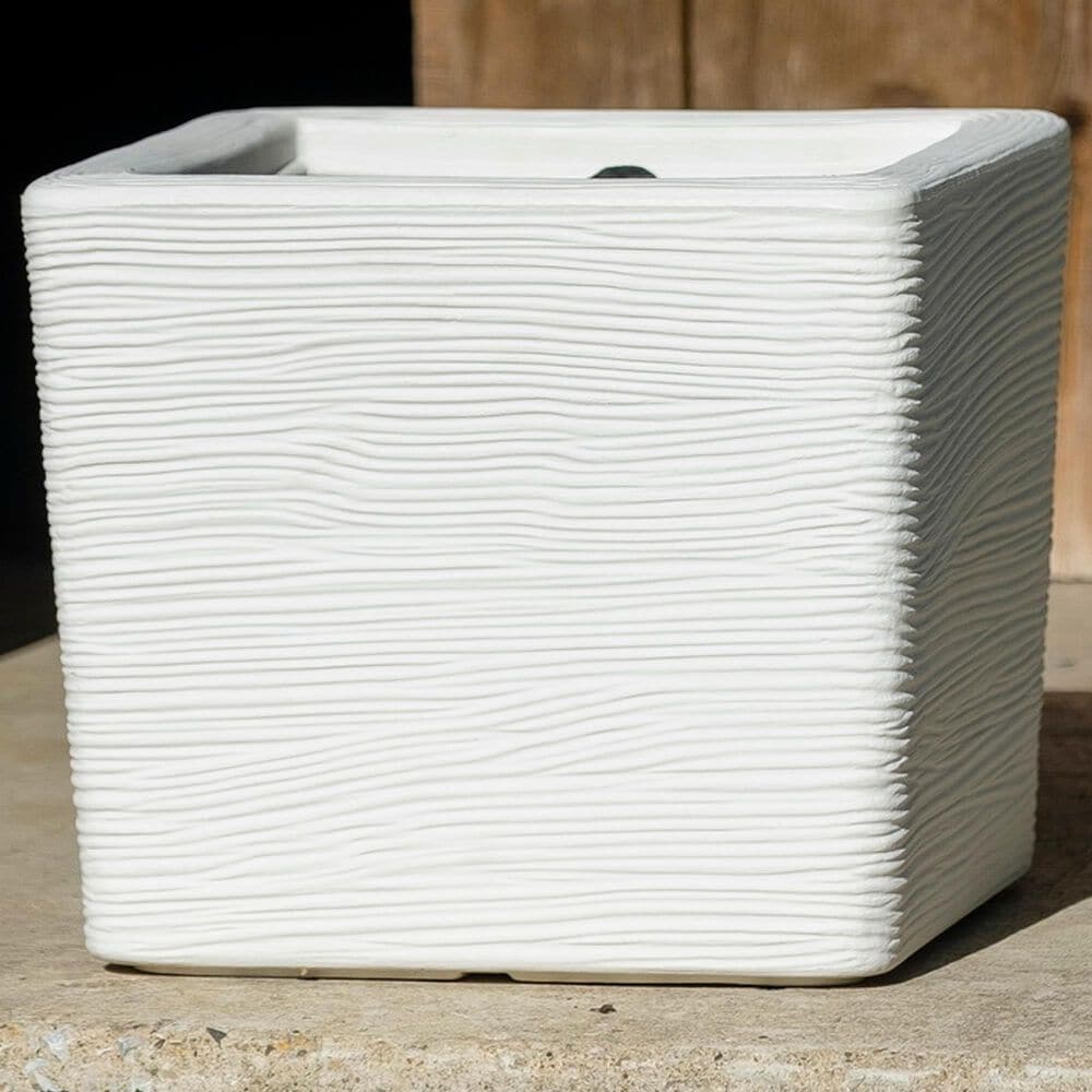 Alfresco Home Shabby Square Patio Planter in Pearl White, , large