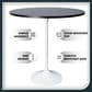 Leisuremod LeisureMod Verve Collection Modern Bar Height Table White Base with 36 Round Black Marbelized Sintered Stone Top, , large