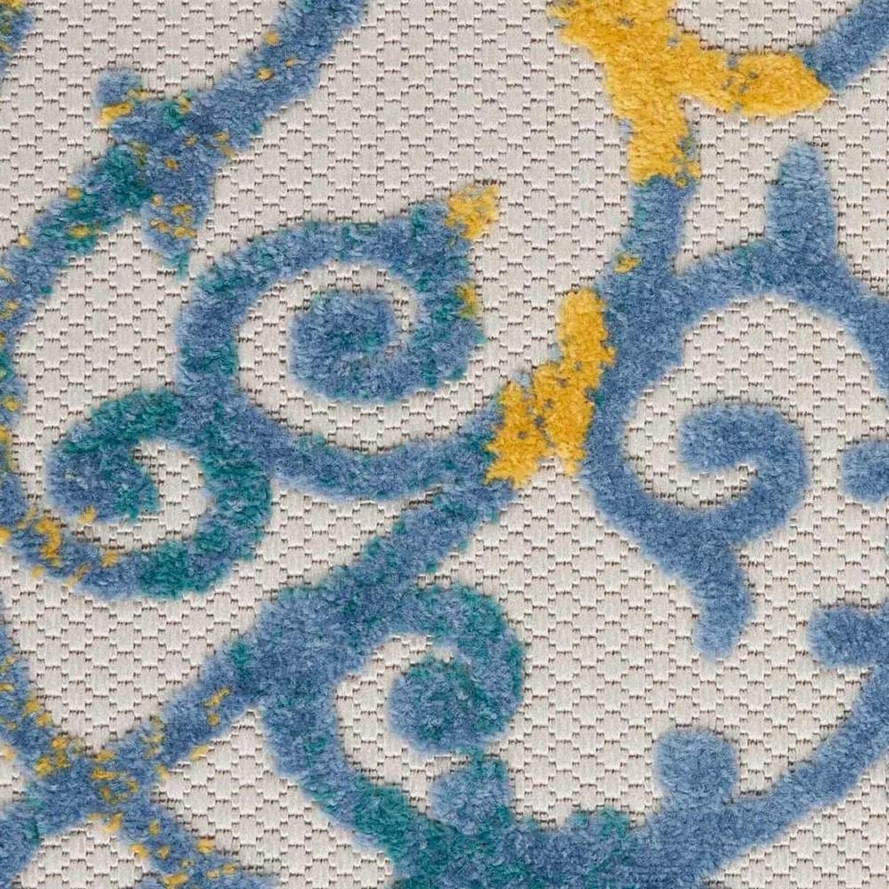 Nourison Aloha 9&#39; x 12&#39; Ivory and Blue Indoor/Outdoor Area Rug, , large