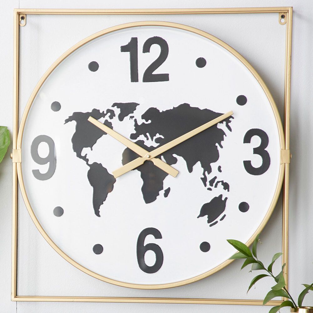 Maple and Jade 25&quot; x 26&quot; Wall Clock in Gold, , large