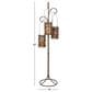 Maple and Jade Perforated Moroccan Standing Floor Scroll Candle Lantern with 3 Suspended Holders in Brass, , large