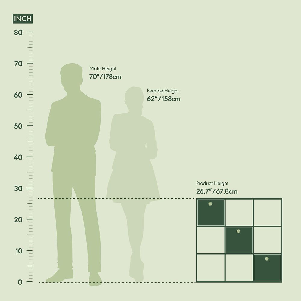 HOMLUX 9-Cube Standing Bookshelf with Bins in Espresso, , large