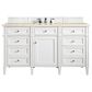 James Martin Vanities Brittany 30" Single Bathroom Vanity in Bright White with 3 cm Eternal Marfil Quartz Top and Rectangle Sink, , large