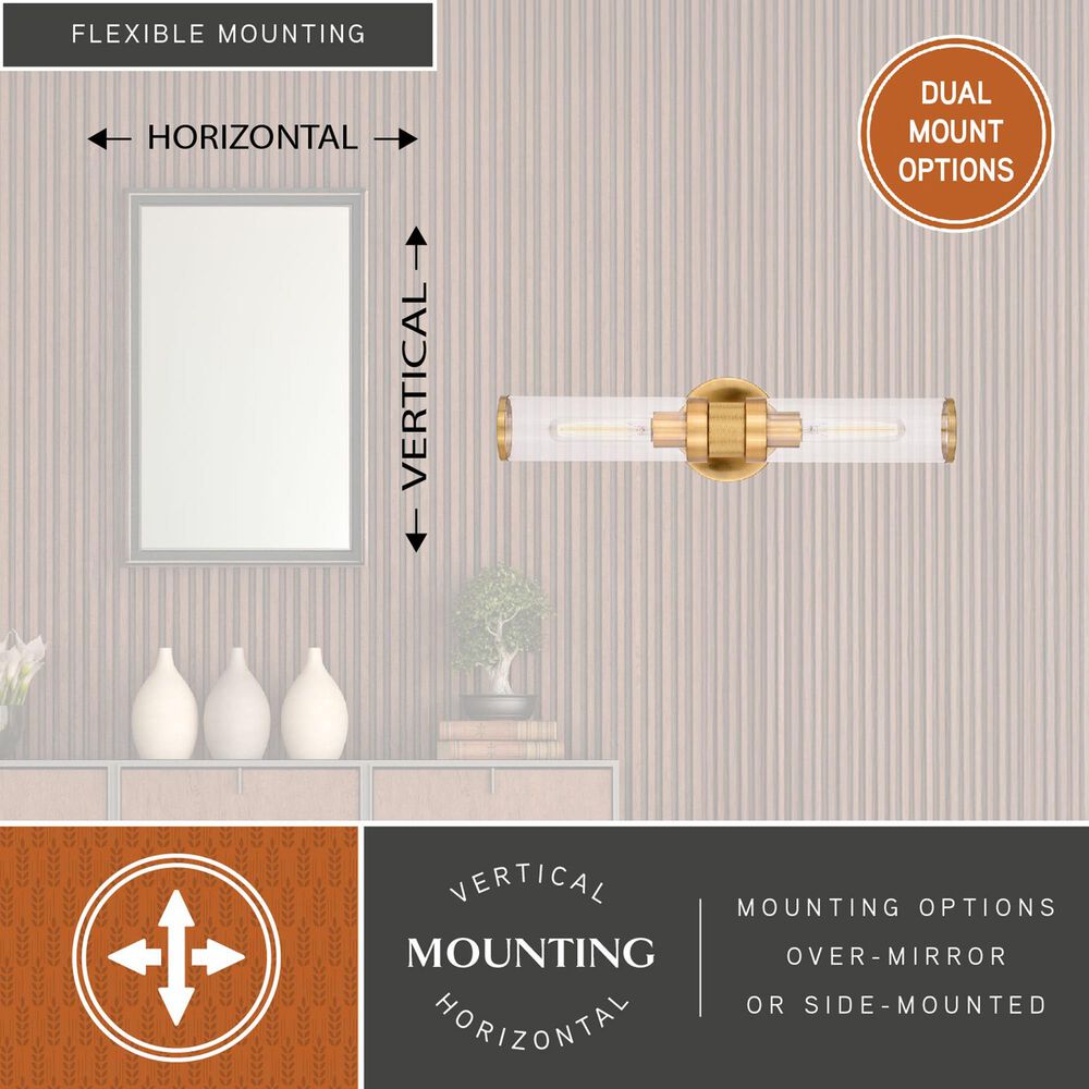 Vaxcel Levitt 2-Light Wall Sconce in Satin Brass, , large