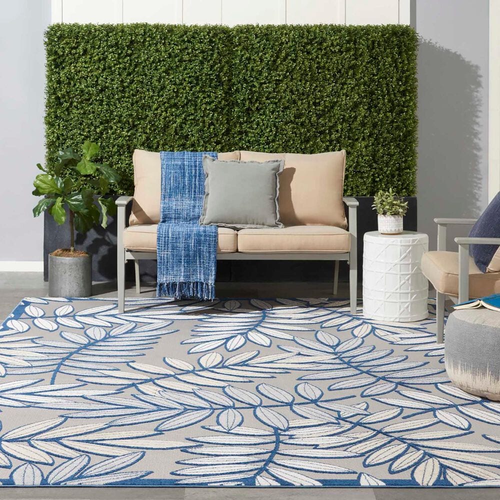 Nourison Aloha ALH18 9&#39; x 12&#39; Ivory and Navy Indoor/Outdoor Area Rug, , large