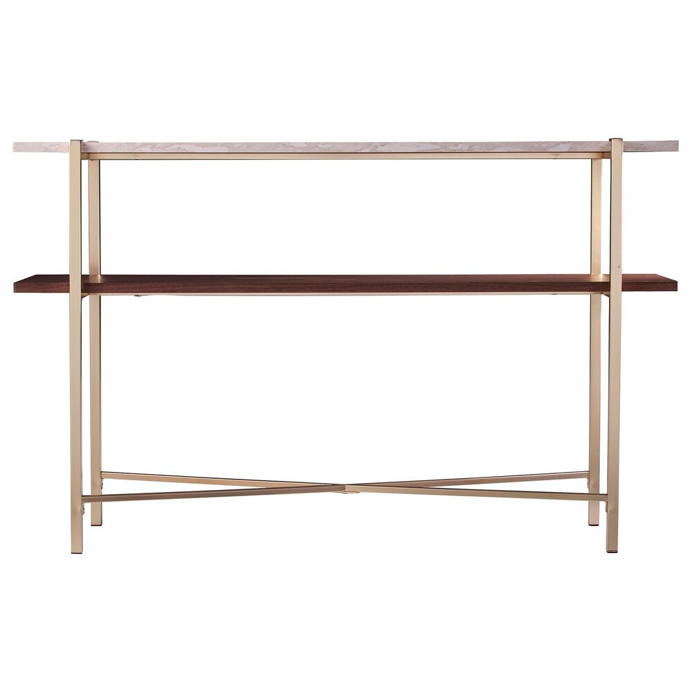 Southern Enterprises Ardmillan Storage Console Table in Brass, Tobacco, and White, , large