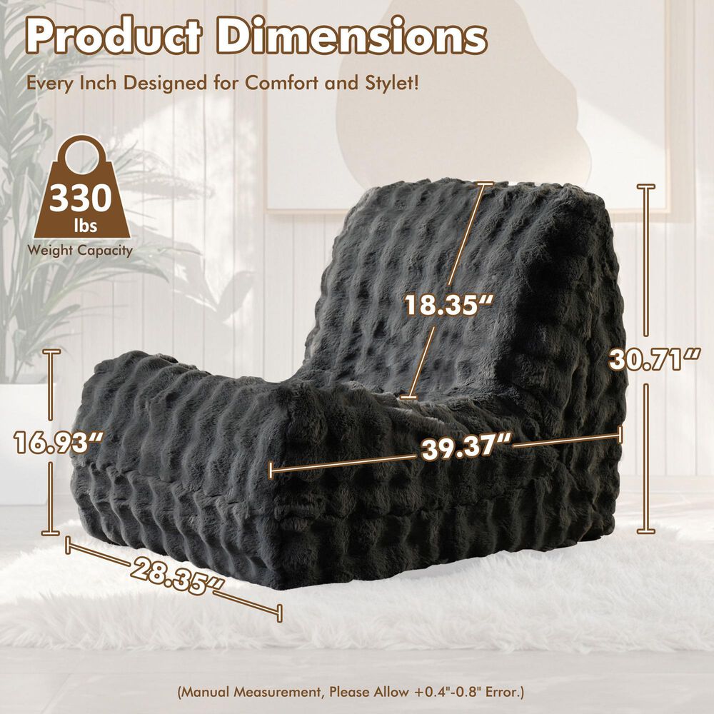 HOMLUX Togo Sofa Bean Bag Chair in Dark Grey, , large