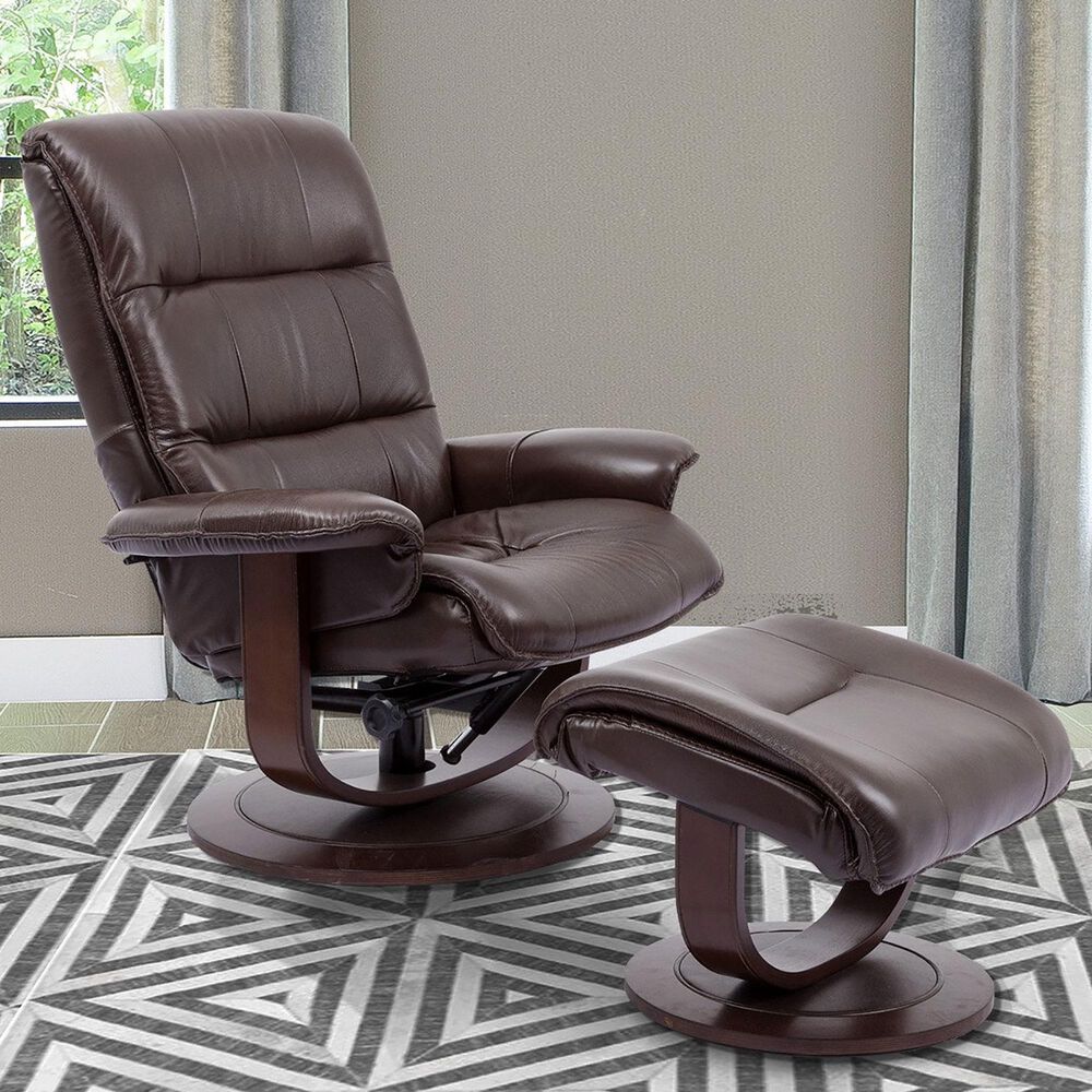 Simeon Collection Knight Manual Reclining Swivel Chair and Ottoman in Robust, , large