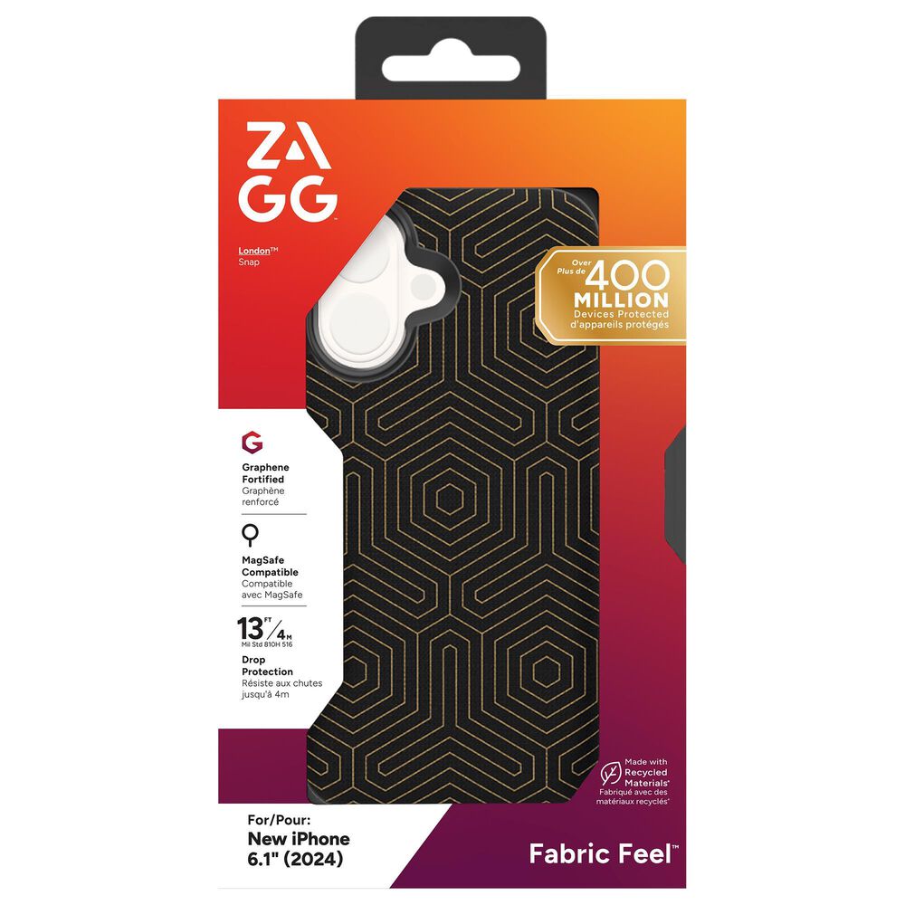 Zagg London Snap MagSafe Case for Apple iPhone 16 in Black Hexagon, , large