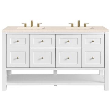 James Martin Vanities Breckenridge 60" Double Bathroom Vanity in Bright White with 3 cm Eternal Marfil Quartz Top and Rectangular Sinks, , large