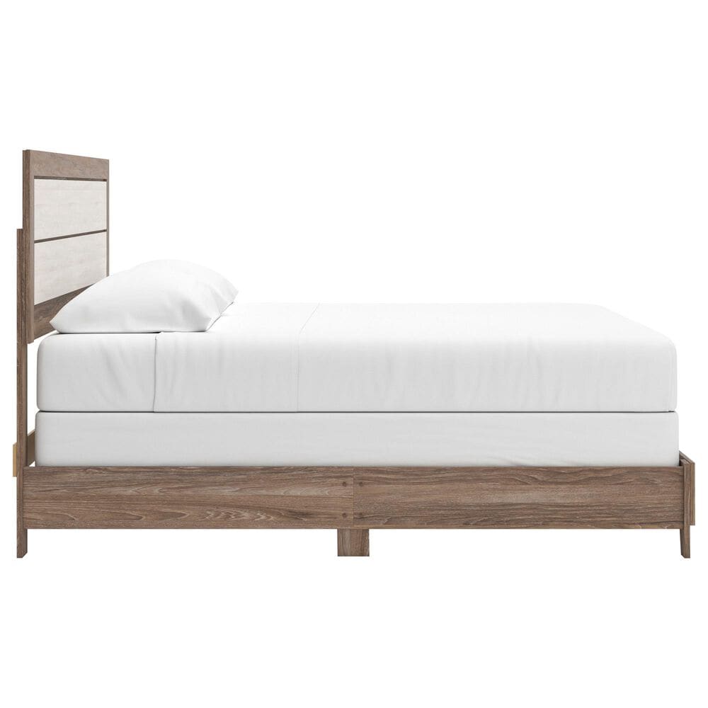 Ashley Sharnari 4-Piece King Bedroom Set in Warm Gray, Brown and Antique White Laminate, , large