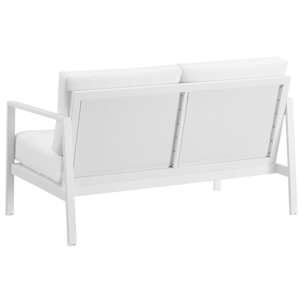 Linon Home Decor Holland Outdoor Loveseat with White Cushions in White, , large