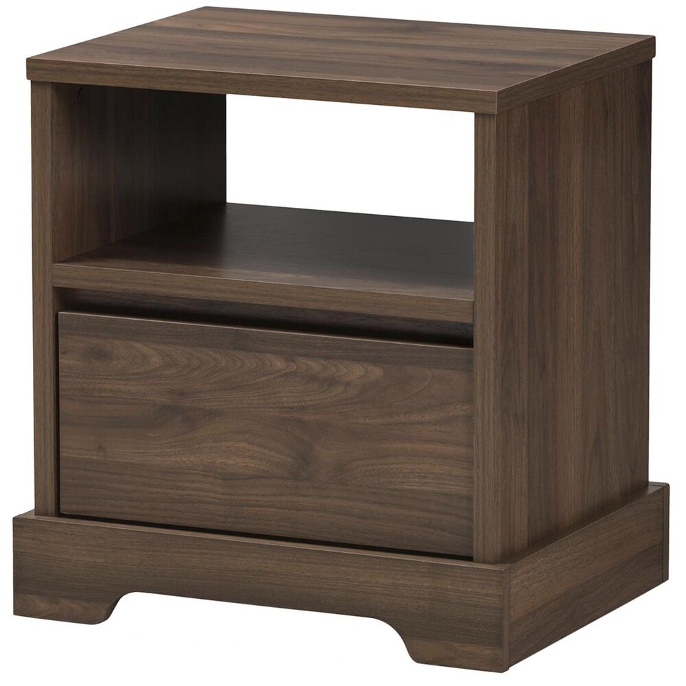 Baxton Studio Burnwood 1 Drawer Nightstand in Walnut Brown, , large