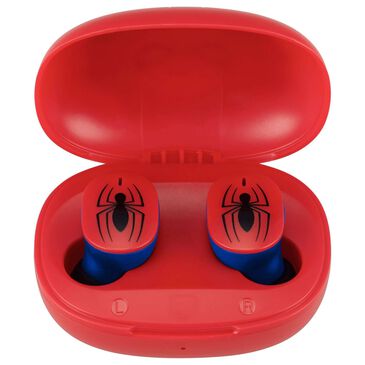 KIDdesigns Spiderman Bluetooth True Wireless Earbuds with Charging Case in Red, , large