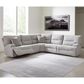 Ashley Acklen Place 5-Piece Power Symmetrical Reclining Sectional in Pewter, , large