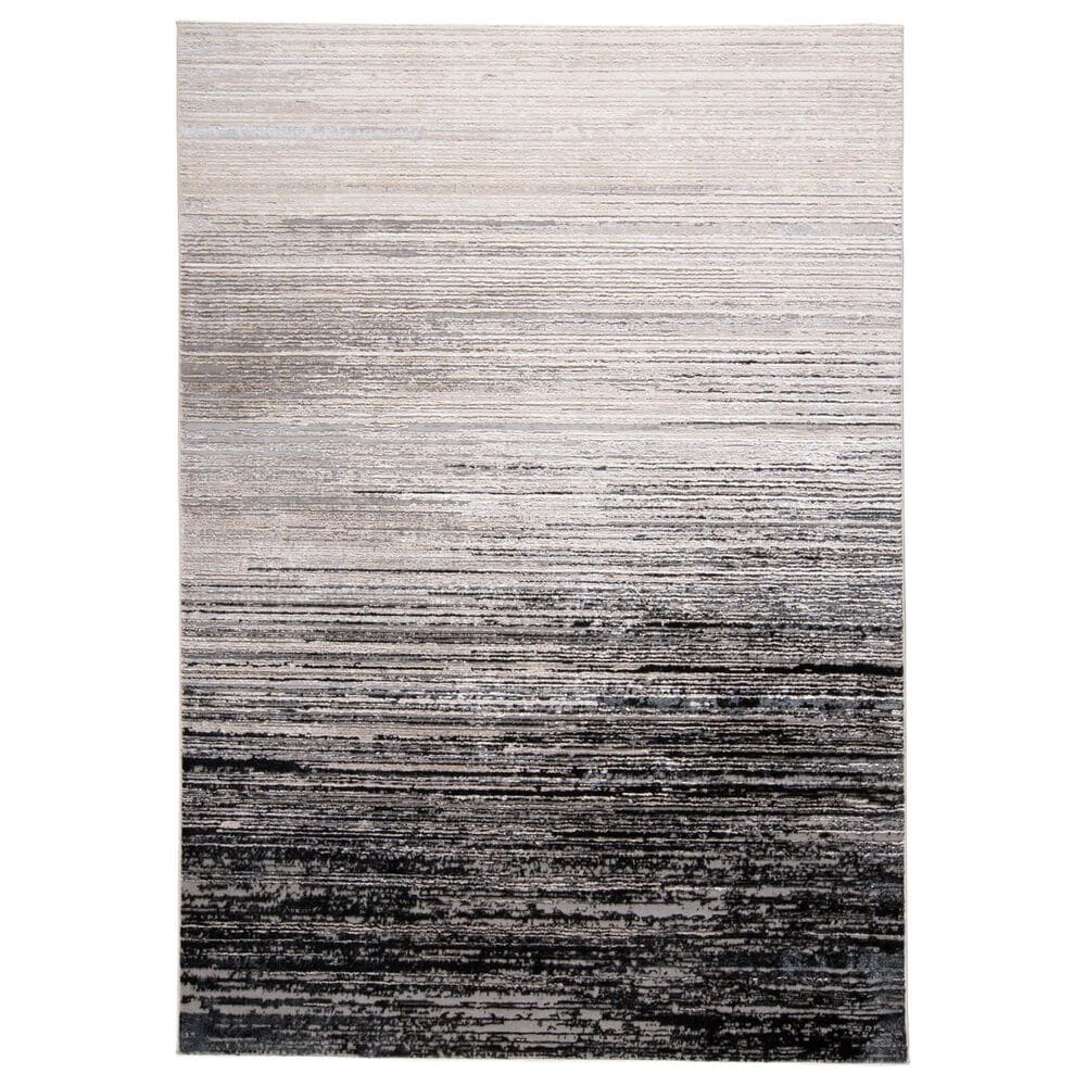 Feizy Micah Black and Dark Gray 12" x 15" Area Rug, , large