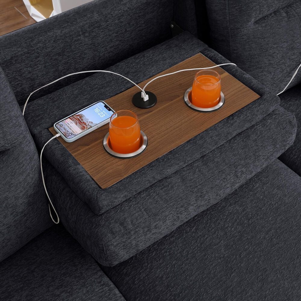 Lilola Home Kipling II 92.5&quot; Stationary Sleeper Sofa in Dark Gray, , large