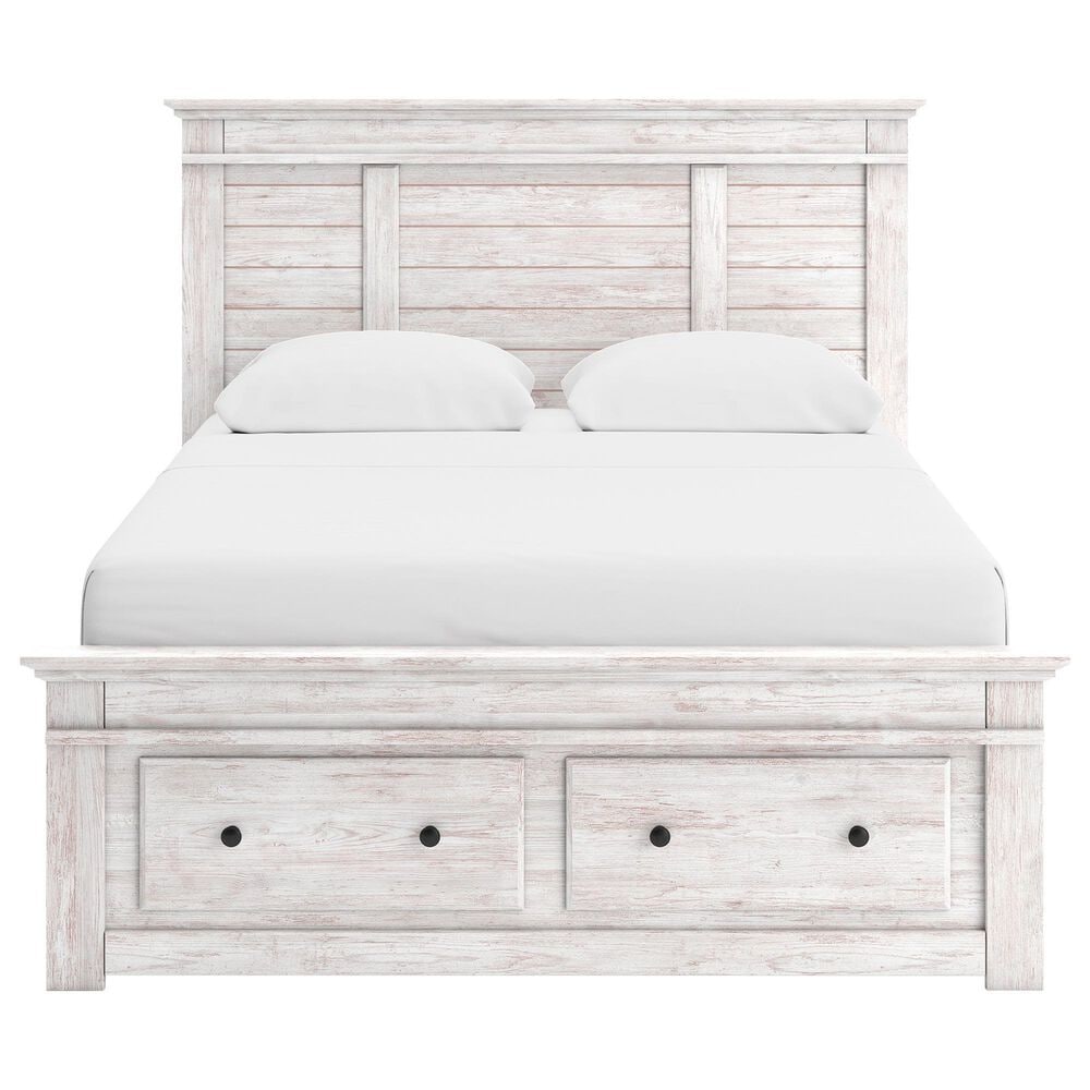 Ashley Makidern 2 Piece Queen Storage Bedroom Set with Six Drawers in Whitewash, , large