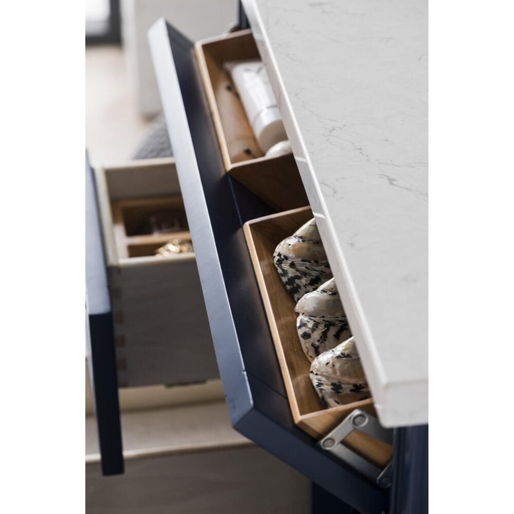 James Martin Vanities Brittany 30&quot; Single Bathroom Vanity in Victory Blue with 3 cm Eternal Jasmine Pearl Quartz Top and Rectangle Sink, , large