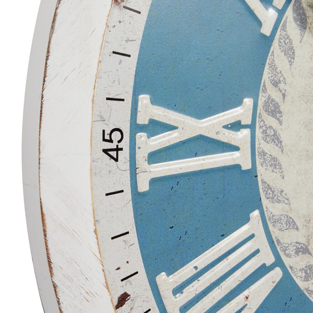 Maple and Jade 24&quot; Wall Clock in White and Blue, , large