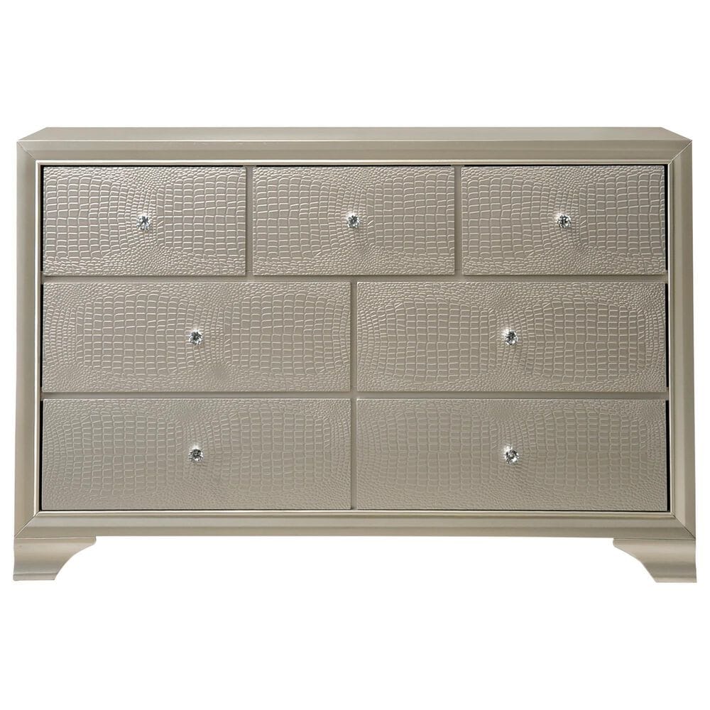 Crown Mark Lyssa 5-Piece Queen Panel Bedroom Set with Two Nightstands in Champagne, , large