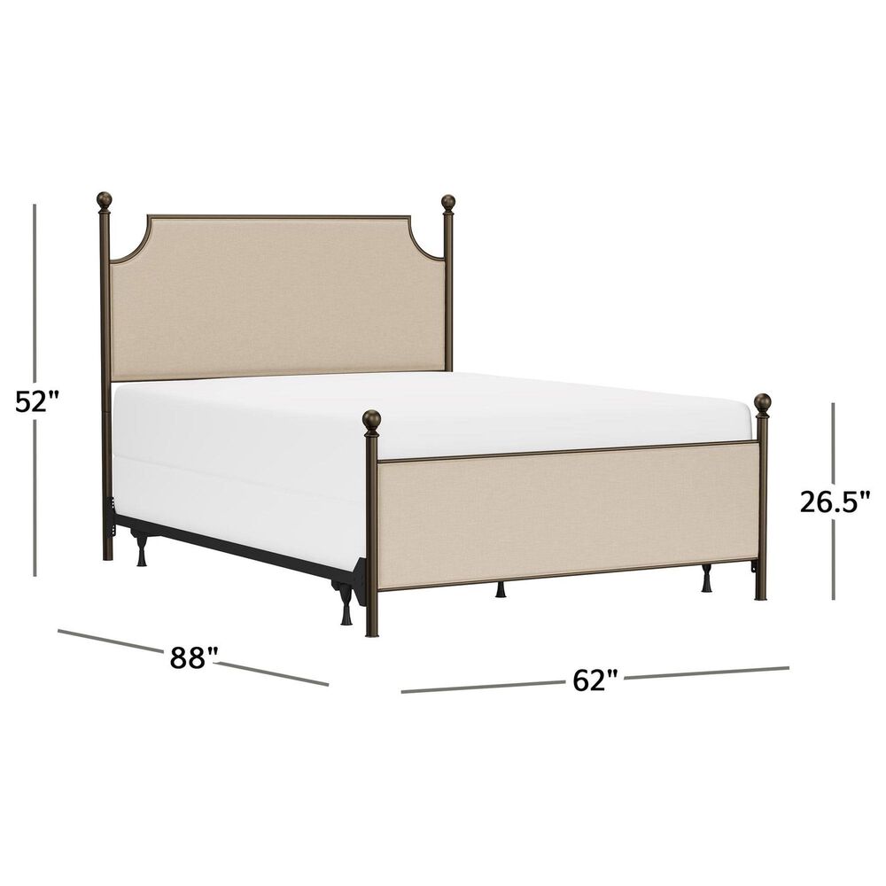 Richlands Furniture McArthur Queen Metal and Upholstered Poster Bed in Brown and Bronze, , large