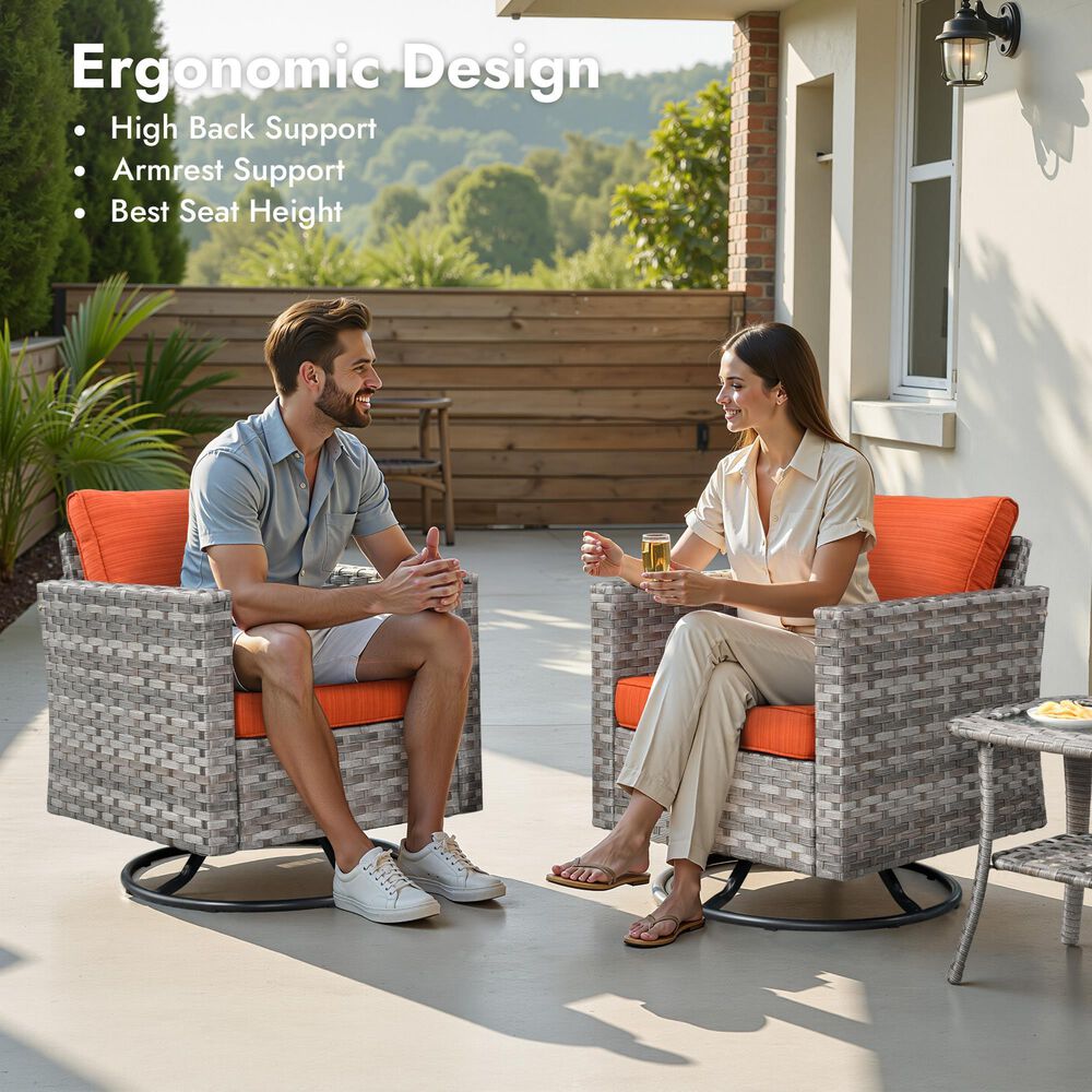 HOMLUX 10-Piece Outdoor Patio Wicker Sectional Furniture Set in Orange Red, , large