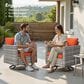 HOMLUX 10-Piece Outdoor Patio Wicker Sectional Furniture Set in Orange Red, , large