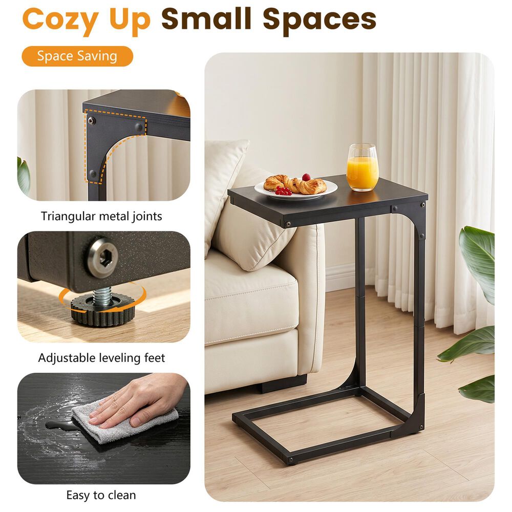 FDW C-Shape Side Table in Black, , large
