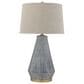 Teak Interiors Abode Ceramic Table Lamp with Linen Shade in Blue Reactive Glaze, , large