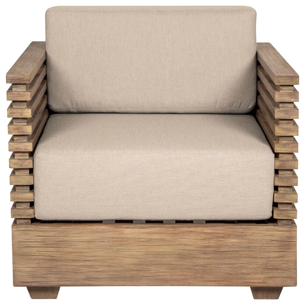Armen Living Vivid Outdoor Patio Arm Chair in Taupe, , large