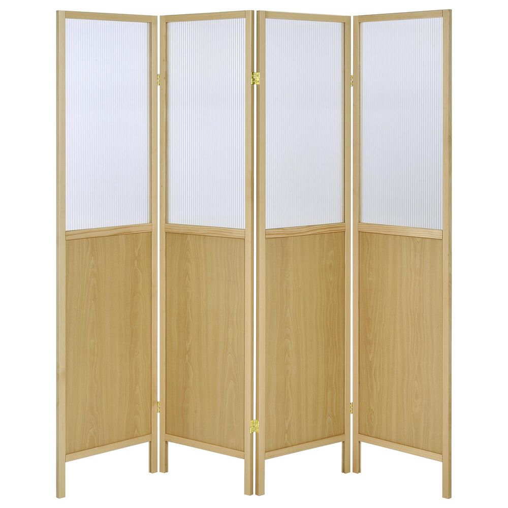 Coaster Mattison 4-Panel Room Divider Folding Shoji Screen in Natural and Soft White, , large