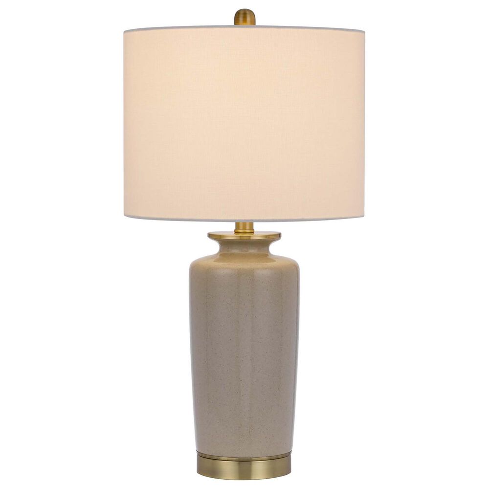 Cal Lighting Modica Ceramic Table Lamp in Sandy Gray and Antique Brass, , large