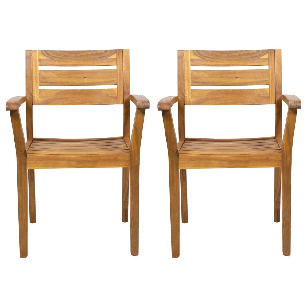 Hearth and Haven Stamford Patio Dining Chair in Teak (Set of 2), , large