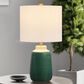 Cal Lighting Crotone Ceramic Table Lamp in Dipped Emerald and Antique Brass, , large
