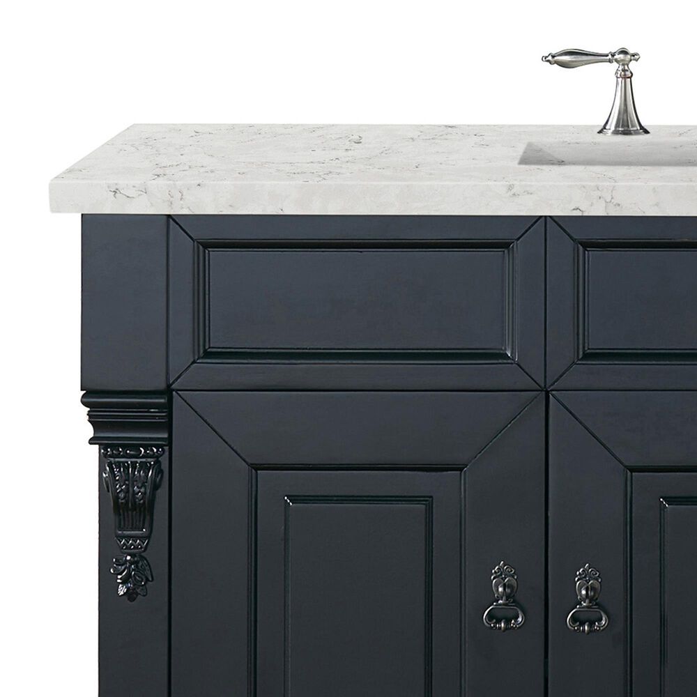 James Martin Vanities Brookfield 48&quot; Single Bathroom Vanity in Antique Black with 3 cm Eternal Jasmine Pearl Quartz Top and Rectangle Sink, , large