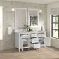 James Martin Vanities Lorelai 60" Double Bathroom Vanity in Bright White with 3 cm Ethereal Noctis Silestone Top, Rectangular Sinks and FreePower Wireless Charger, , large