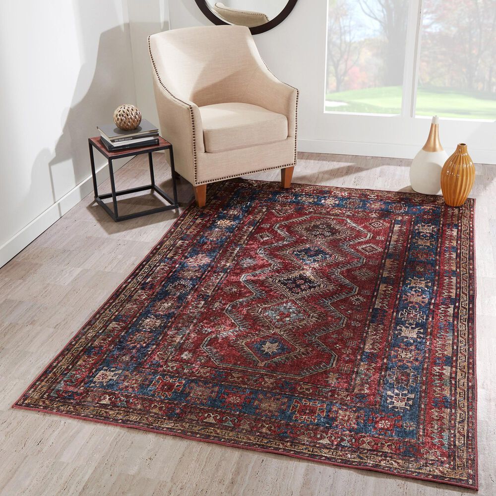 Momeni Karachi KAR-1 6&#39; x 9&#39; Burgundy Area Rug, , large
