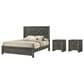 Crown Mark Valor Queen Bed with Two Nightstands in Gray, , large