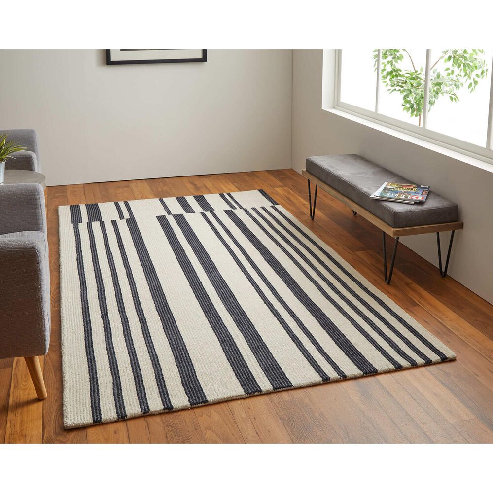 Feizy Maguire 8901F 5&#39; x 8&#39; Ivory and Black Area Rug, , large
