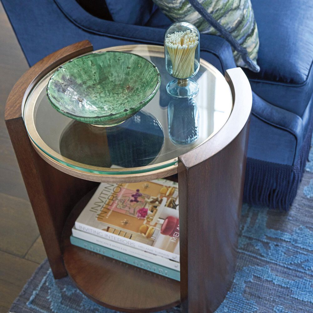 Lexington Home Brands Rendevous Lennox Round Accent Table in Chester and Rose Gold, , large