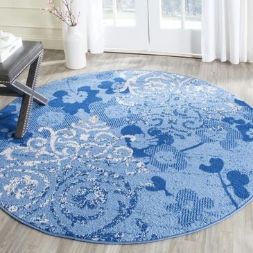 Safavieh Adirondack ADR114F-4R 4" x 4"  Light Blue/Dark Blue Round Rug, , large