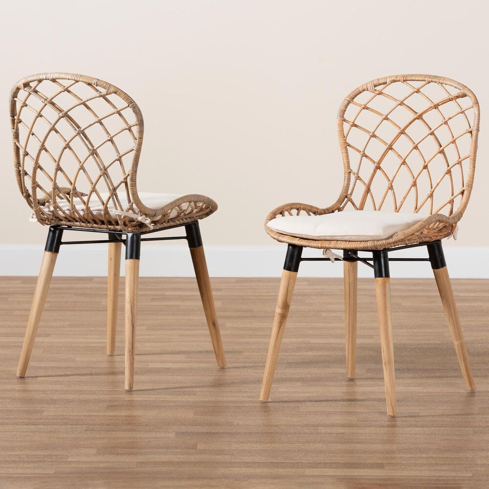 Baxton Studio Sabelle Side Chair in Natural Brown and Greywashed (Set of 2), , large